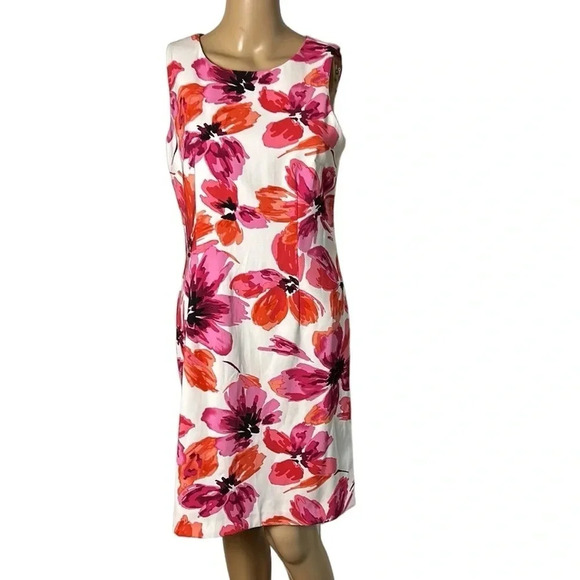 MARIO SERRANI dress, women size 8 . Multicolor, floral,sleeveless, back zip ,NWT - Picture 2 of 13